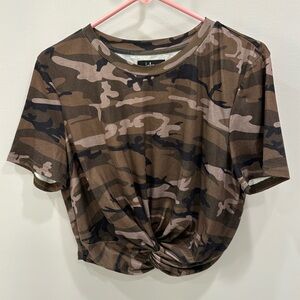 Camo top with twist knot